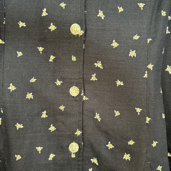 Navy Blue Floral Button-Front Godet Mini A-Line Dress XL - New without tags - Picture 8 of 12